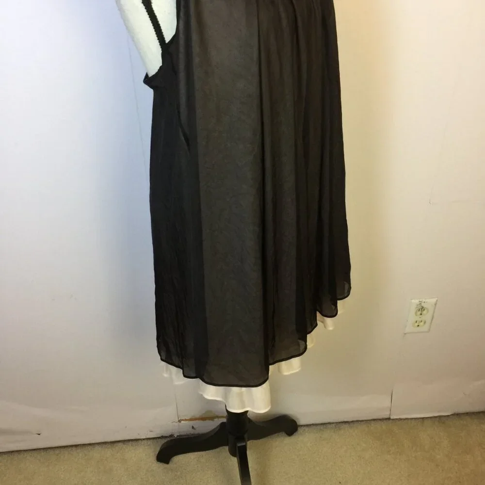 Betsey Johnson Intimates Nightgown Dress Womens Sz L Black Pink Layered Vintage - Picture 8 of 16